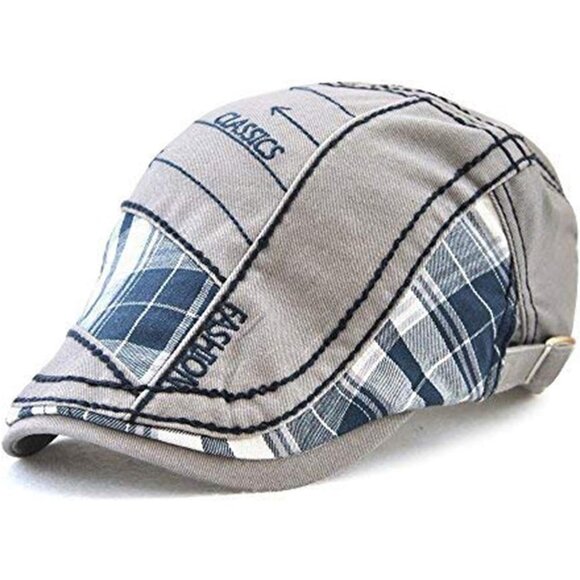 Men's Hat-t3-grey 100% Cotton Adjustable Newsboy Hats Cabbie Gatsby Cap - Picture 1 of 7